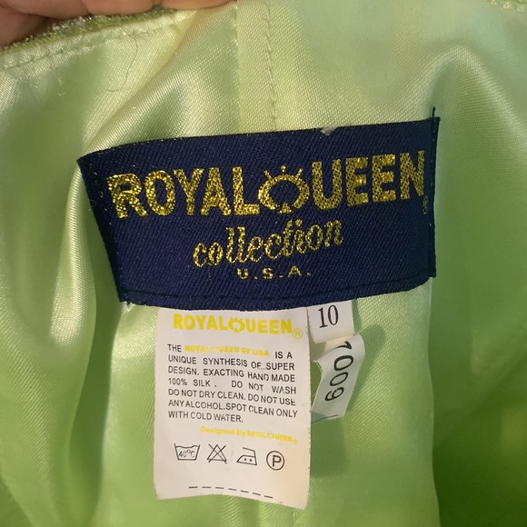 Lime Green Gem Embellished High Low Ombre Dress with slight train - Picture 7 of 9